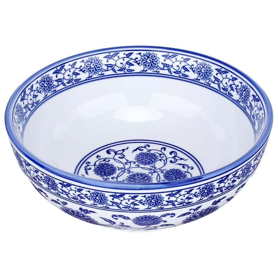 Amazon.com | Kichvoe 7Inch White And Blue Porcelain Bowls